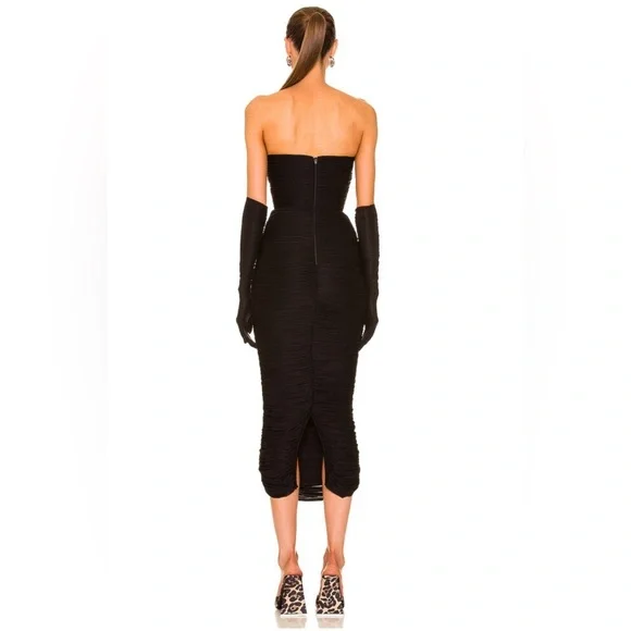Parton Ruched Strapless Dress With Gloves - Picture 3 of 10